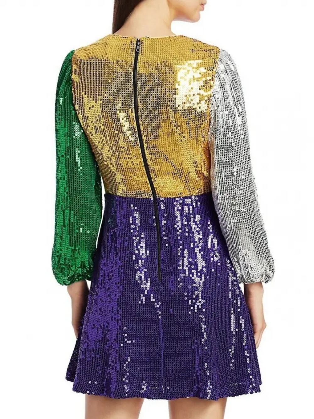 Alice & Olivia Blaze Color Block Sequin Mini Dress - Picture 3 of 8